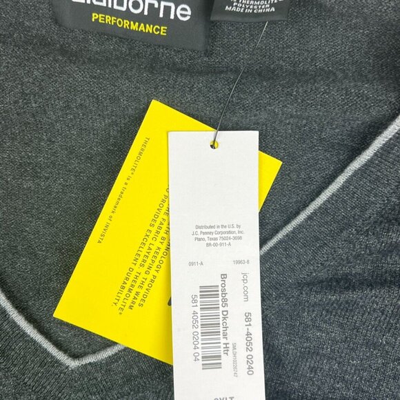 Claiborne Performance Men's Gray V Neck Long Sleeve Knit Sweater Size 3XLT NWT - Picture 3 of 6